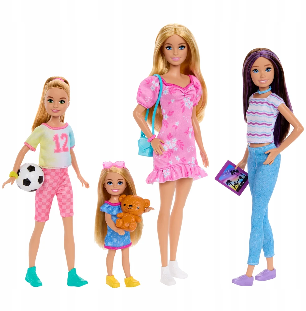 BARBIE DIDELIS 4 LĖLIŲ SESERIŲ SKIPPER STACIE CHELSEA BARBIE PRIEDŲ RINKINYS