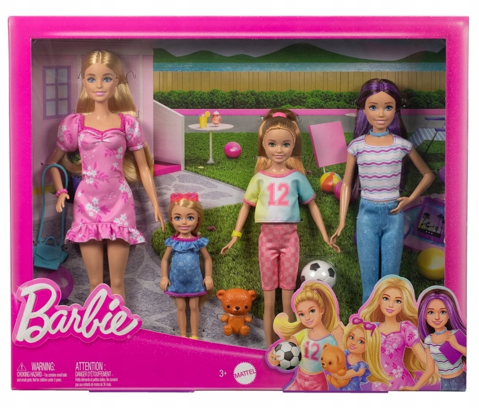 BARBIE DIDELIS 4 LĖLIŲ SESERIŲ SKIPPER STACIE CHELSEA BARBIE PRIEDŲ RINKINYS