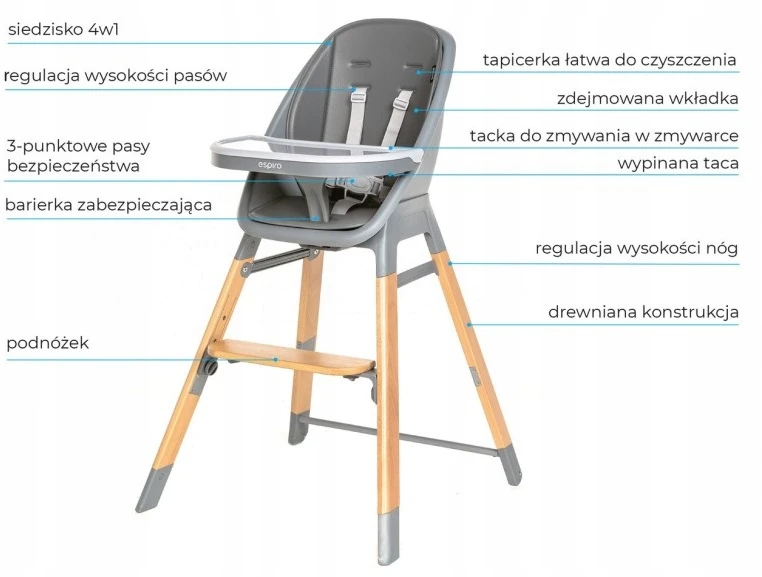 Barošanas krēsls Espiro SENSE 4in1 Baltas pilkas