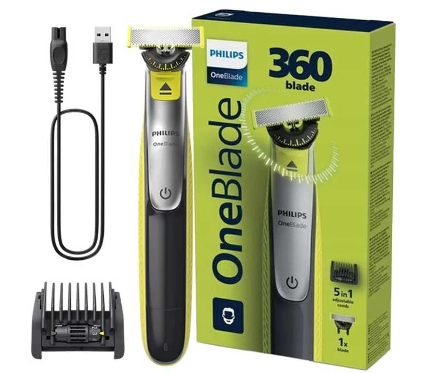 Barzdaskutė Philips Oneblade QP2734/23, 360 blade, 5-in-1 comb (1,2,3,4,5 mm), 60 min. veikimo laikas/ 4 h. įkrovimas