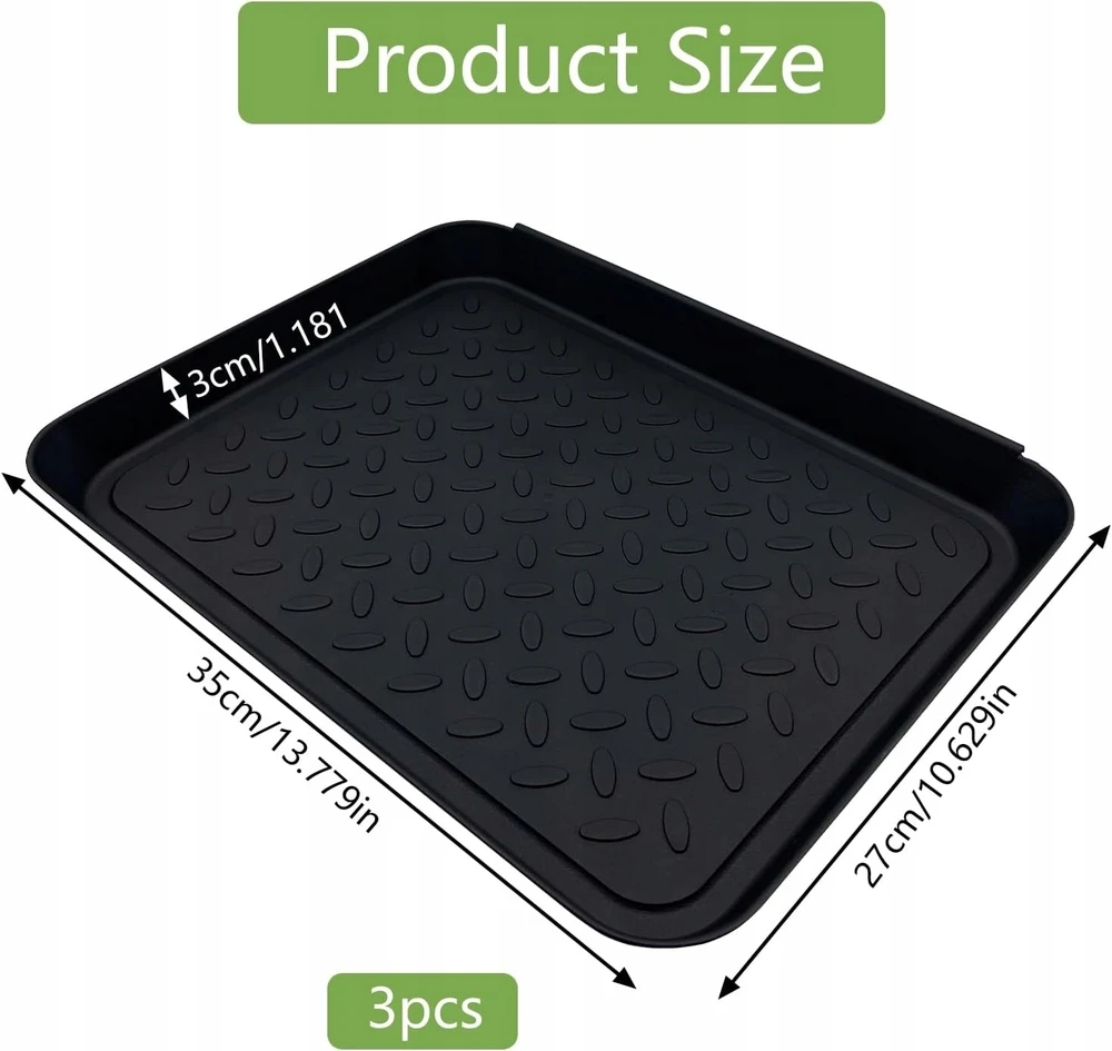 BATŲ DĖKLAS 3 VIENETŲ 35X275X3CM PLASTIKINIS LAŠŲ DĖKLAS STABILI JUODA