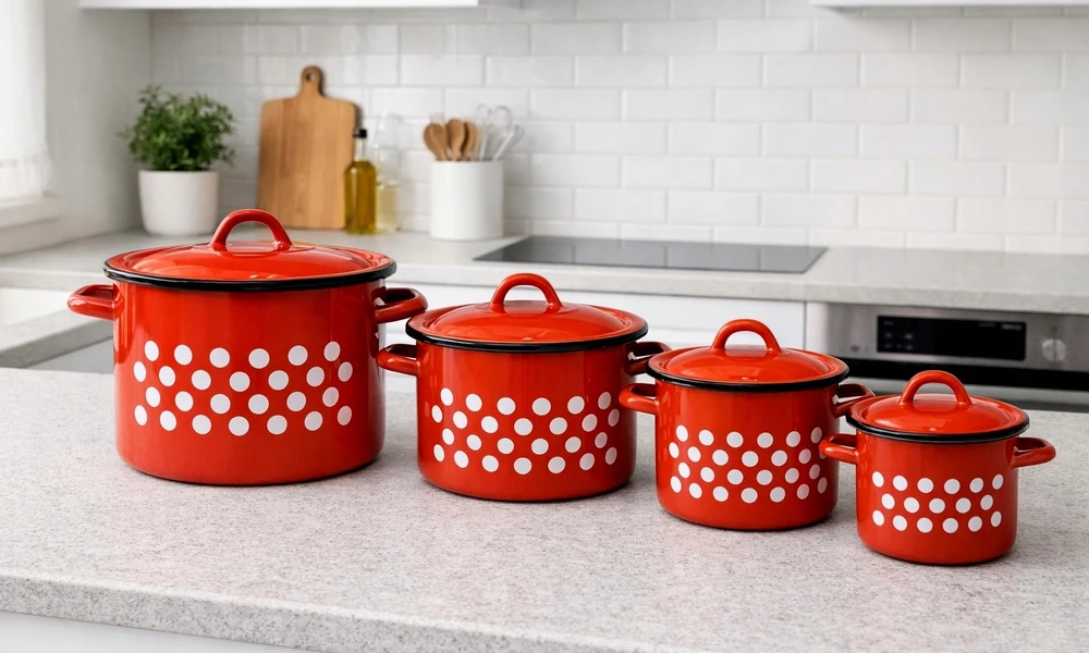 BB Emaliuotas puodas 10l Retro High Lid Gas Induction Vengrijos fi27cm
