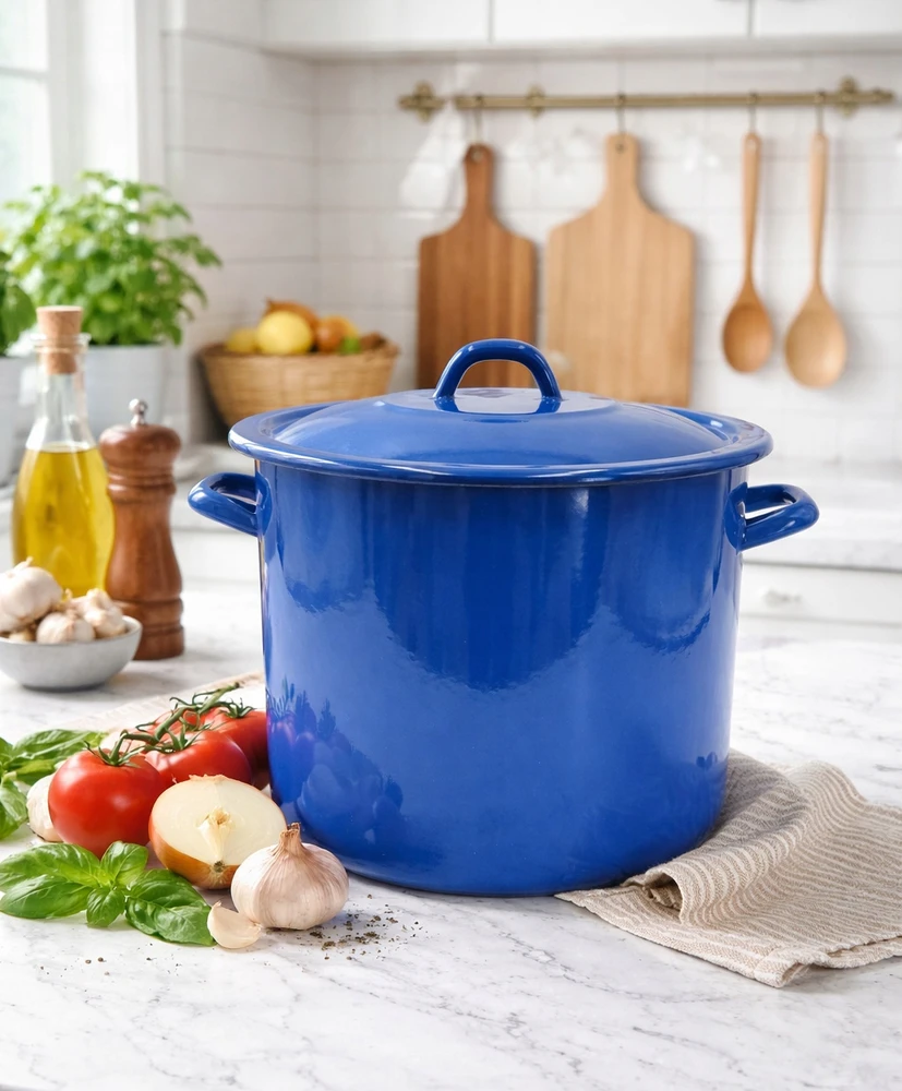 BB Emaliuotas puodas 13l Retro Tall Lid Dujinis indukcinis vengriškas fi30cm