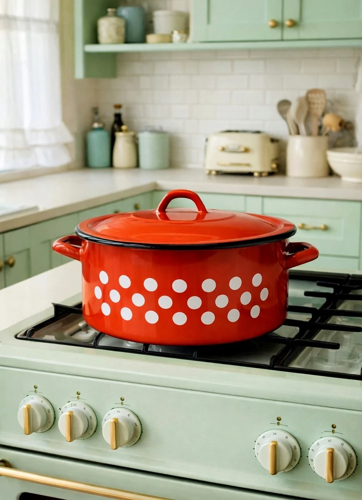 BB Emaliuotas puodas 3,5l Retro Low Lid Gas Induction Vengrijos fi 23cm