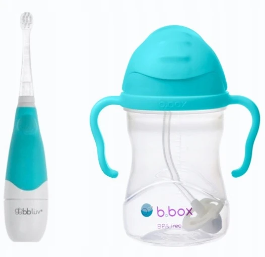 BBLUV vaikų Sonic dantų šepetėlių rinkinys + B.BOX Azure vandens butelis 240 ml