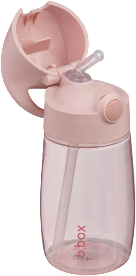 B.Box bbox rožinis silikoninis gėrimo buteliuko puodelis su šiaudeliu, 380 ml