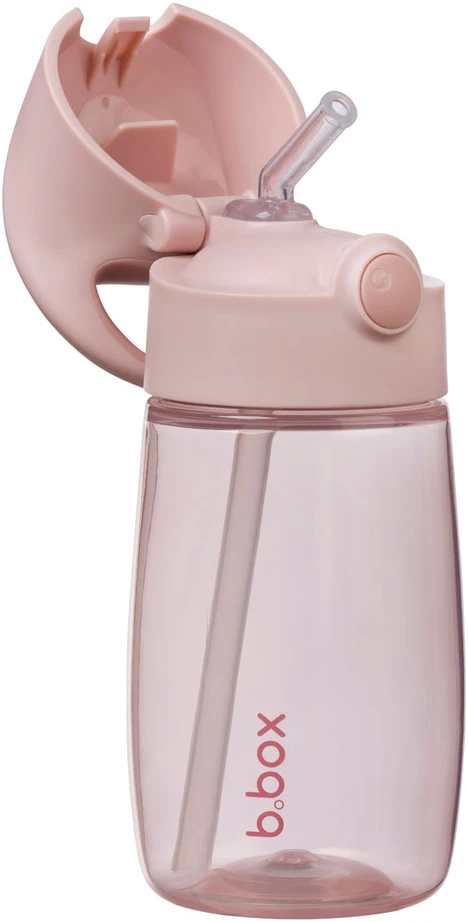 B.Box bbox rožinis silikoninis gėrimo buteliuko puodelis su šiaudeliu, 380 ml