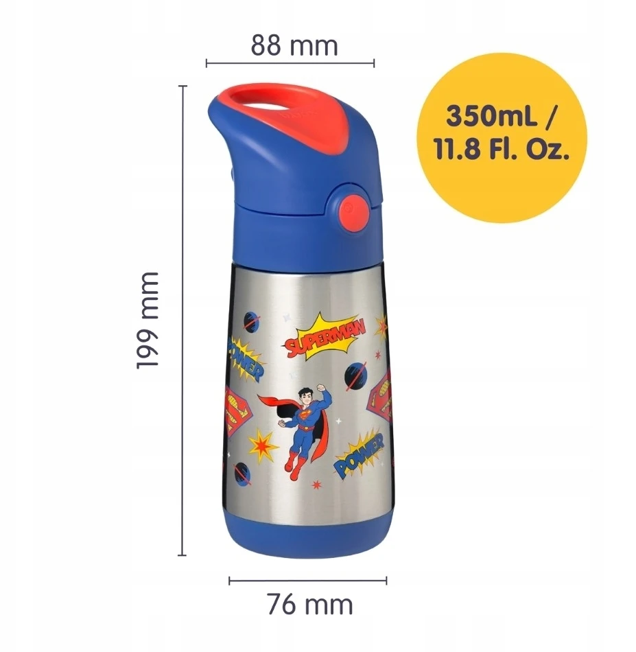 B.Box B.dėžutė SUPERMAN Thermo buteliukas su šiaudeliu Thermo buteliukas 350 ml