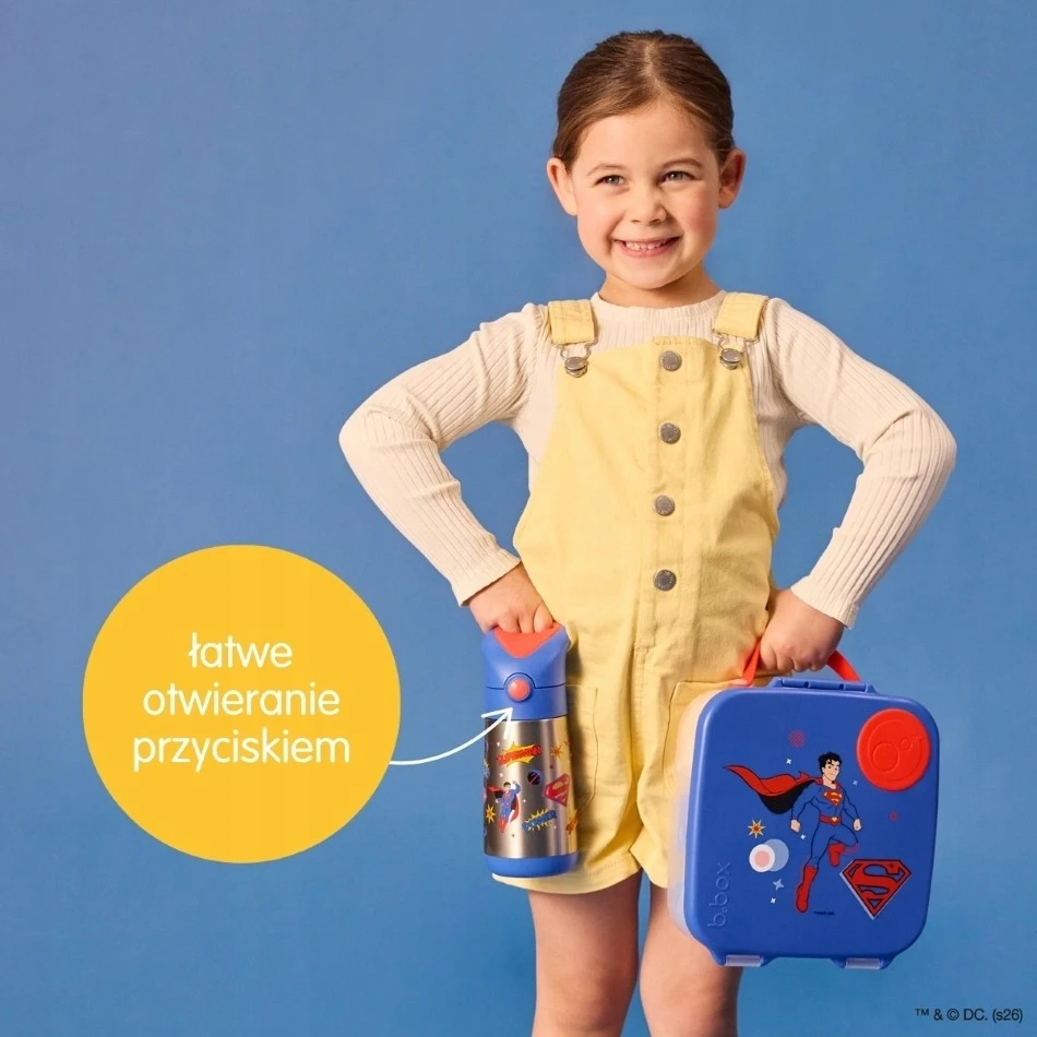 B.Box B.dėžutė SUPERMAN Thermo buteliukas su šiaudeliu Thermo buteliukas 350 ml