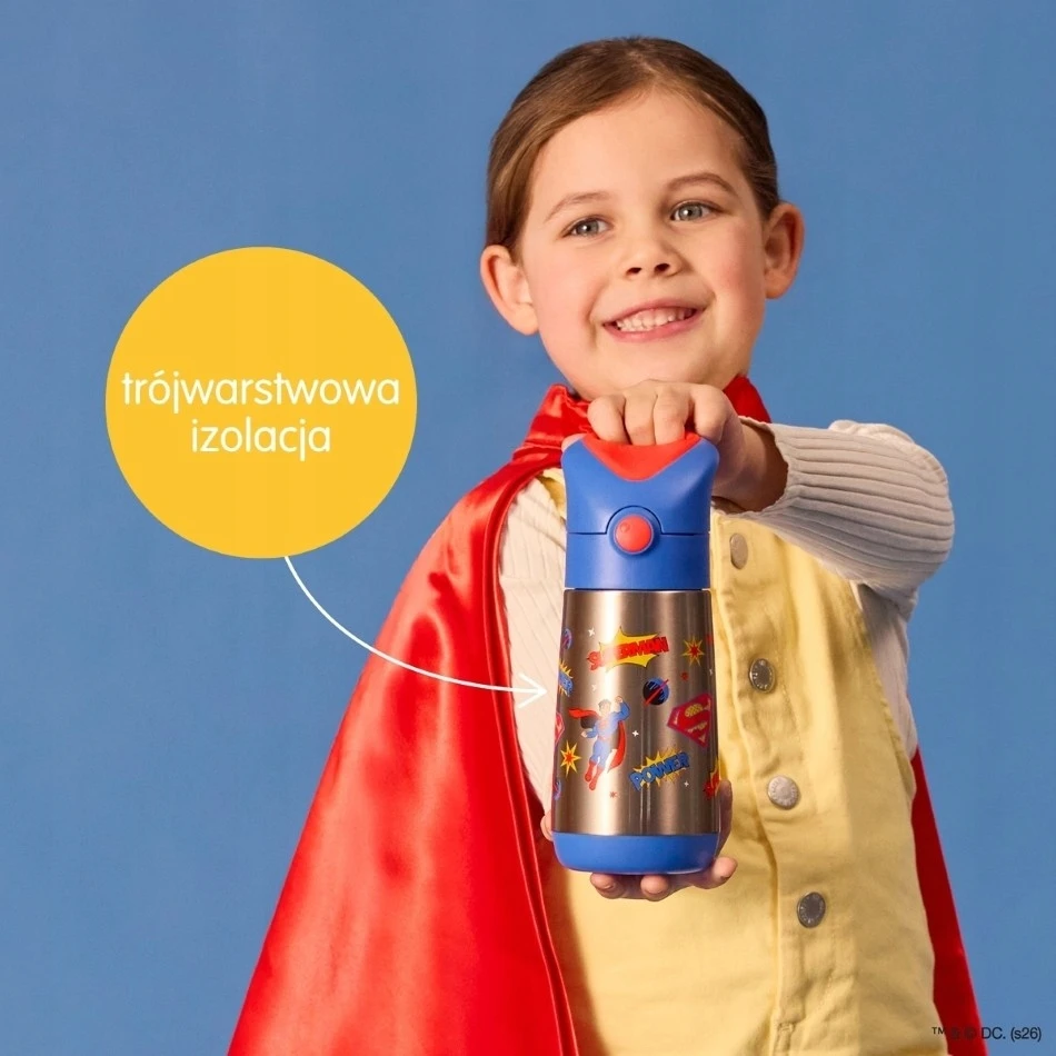 B.Box B.dėžutė SUPERMAN Thermo buteliukas su šiaudeliu Thermo buteliukas 350 ml