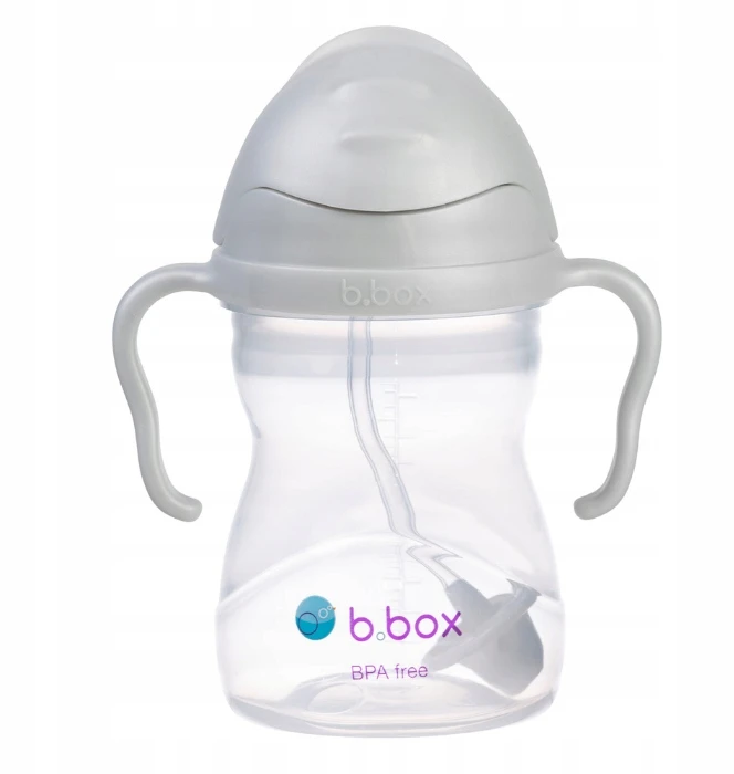 B.box buteliukas su šiaudeliais, pilkas 240 ml
