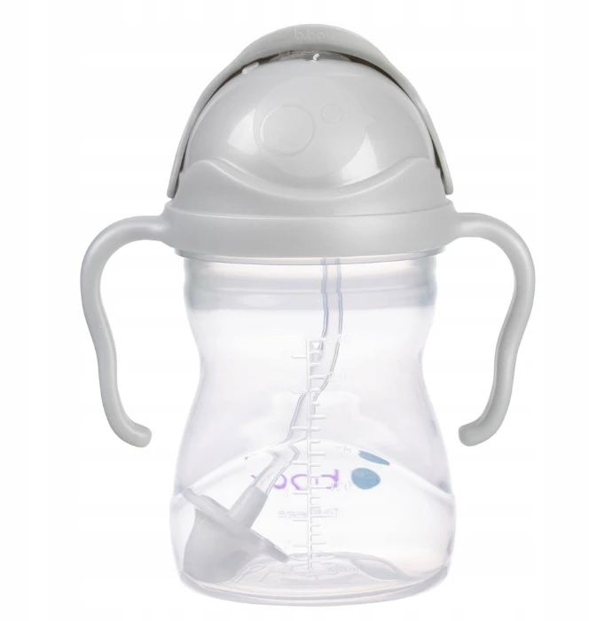 B.box buteliukas su šiaudeliais, pilkas 240 ml