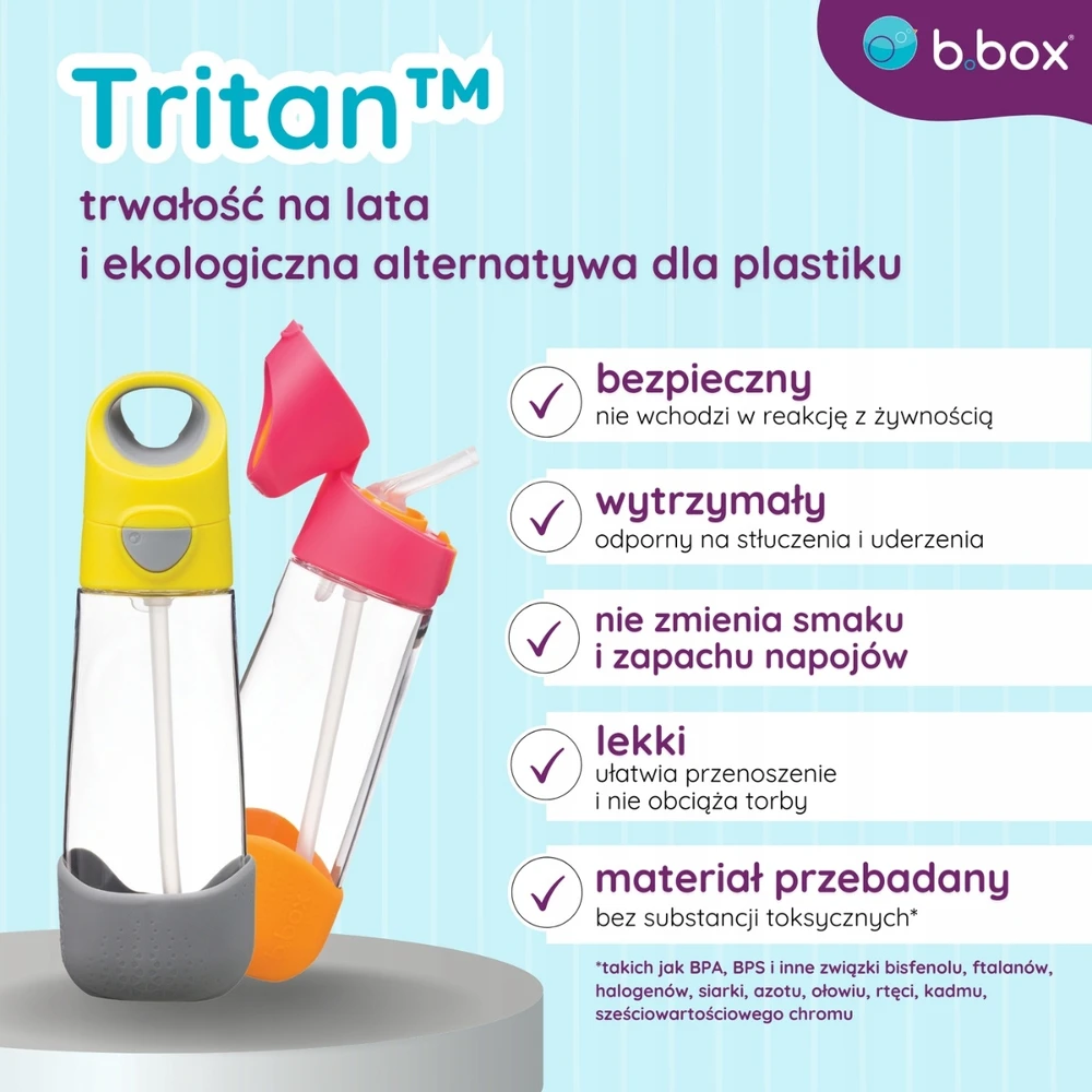 B.box Buteliukas tritanowa ze słomką 450ml + Mini Lunchbox Rinkinys Indigo Rose