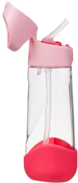 B.box Geriamasis butelis su šiaudeliu 600 ml - flamingo fizz