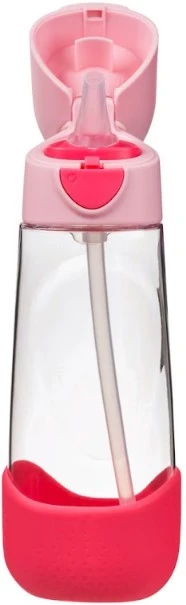 B.box Geriamasis butelis su šiaudeliu 600 ml - flamingo fizz