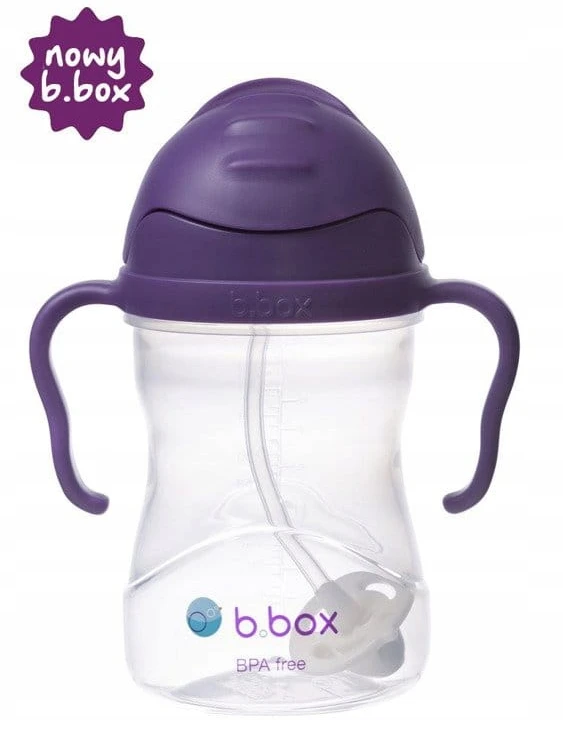 B.BOX Inovatyvus puodelis, buteliukas su šiaudeliais, 240 ml, vynuogių