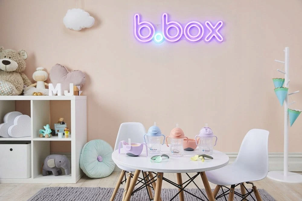 B.BOX Inovatyvus puodelis, buteliukas su šiaudeliais, 240 ml, vynuogių