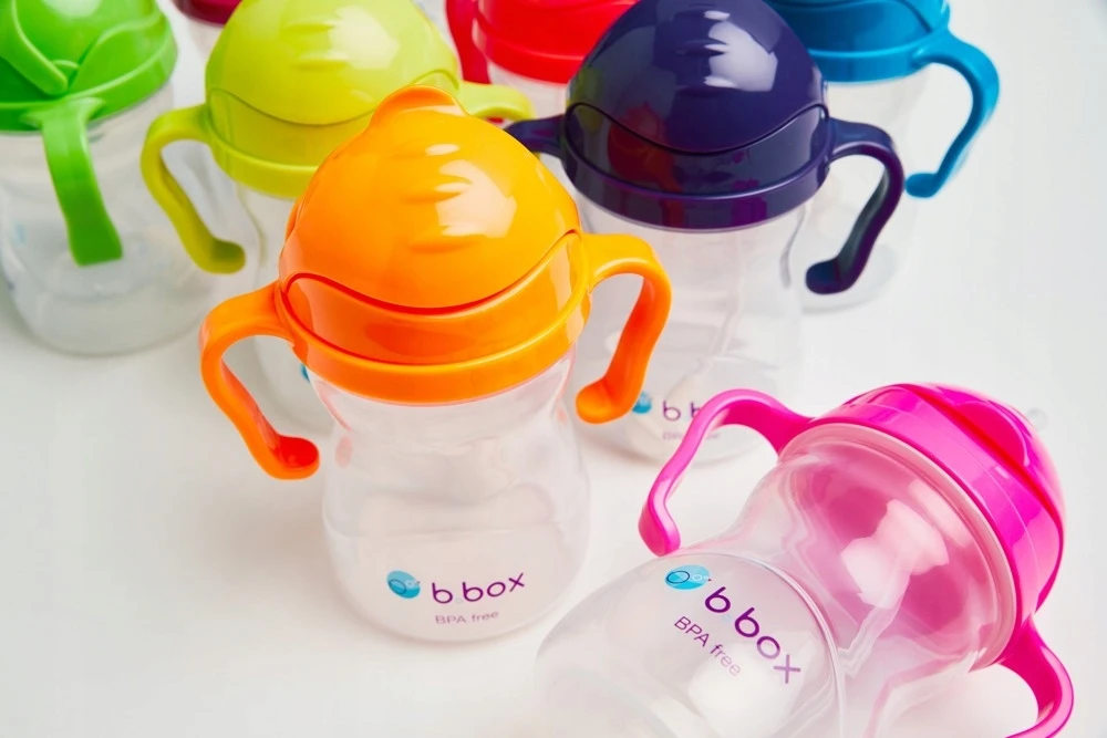 B.BOX BB00511 Vandens butelis su šiaudeliu 240 ml rausvų granatų