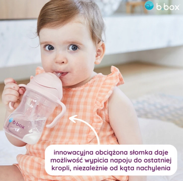 B.BOX BB00511 Vandens butelis su šiaudeliu 240 ml rausvų granatų