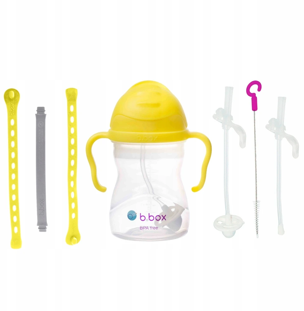 b.box rinkinys 3in1 Butelis su šiaudeliais 240ml + Virvelė + Atsarginiai šiaudeliai