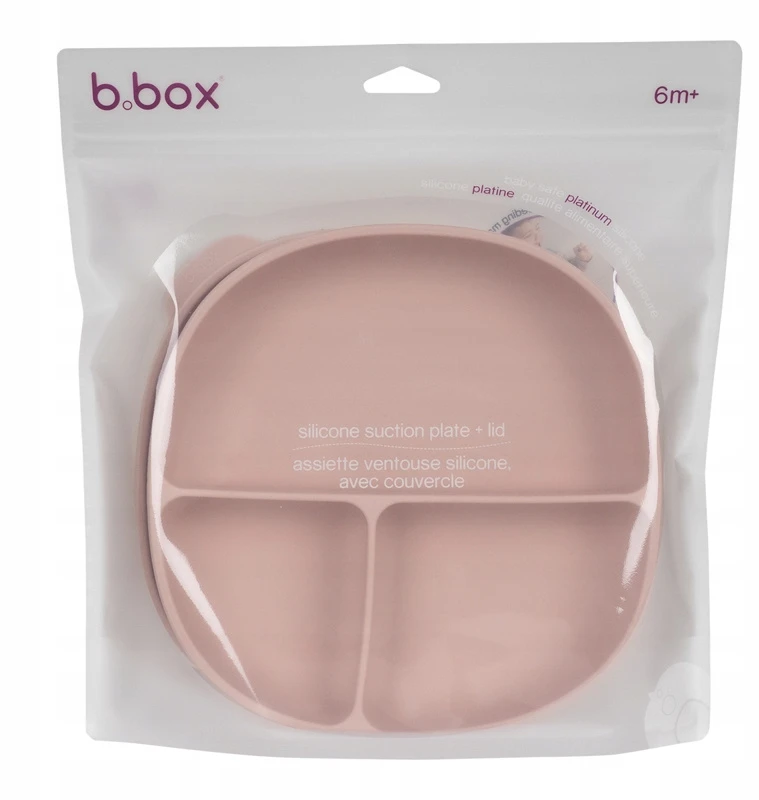 B.Box rožinė silikoninė plokštelė su dangteliu