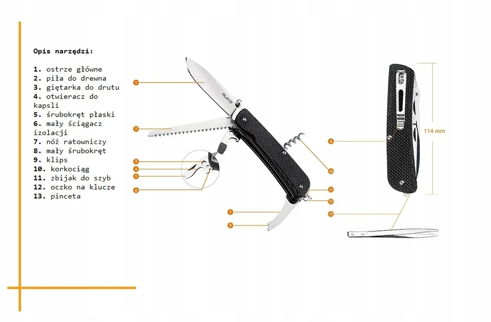 BCB Ruike Ld51-b Trekker - 23 funkcijos, 8,5 cm ašmenys, G10 rankena