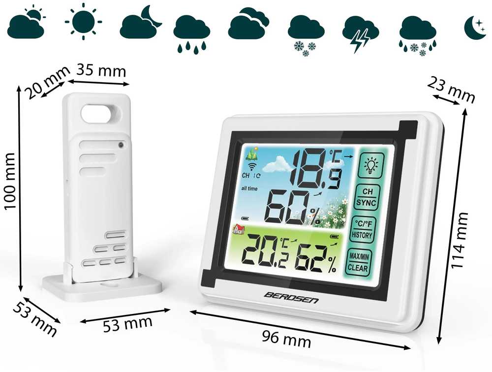 Berdsen BD-900 balta meteorologinė stotelė su ekranu