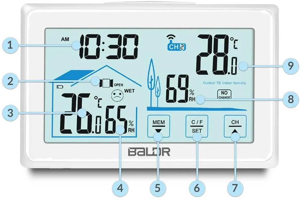 Baldr BD-910 balta meteorologinė stotelė su ekranu