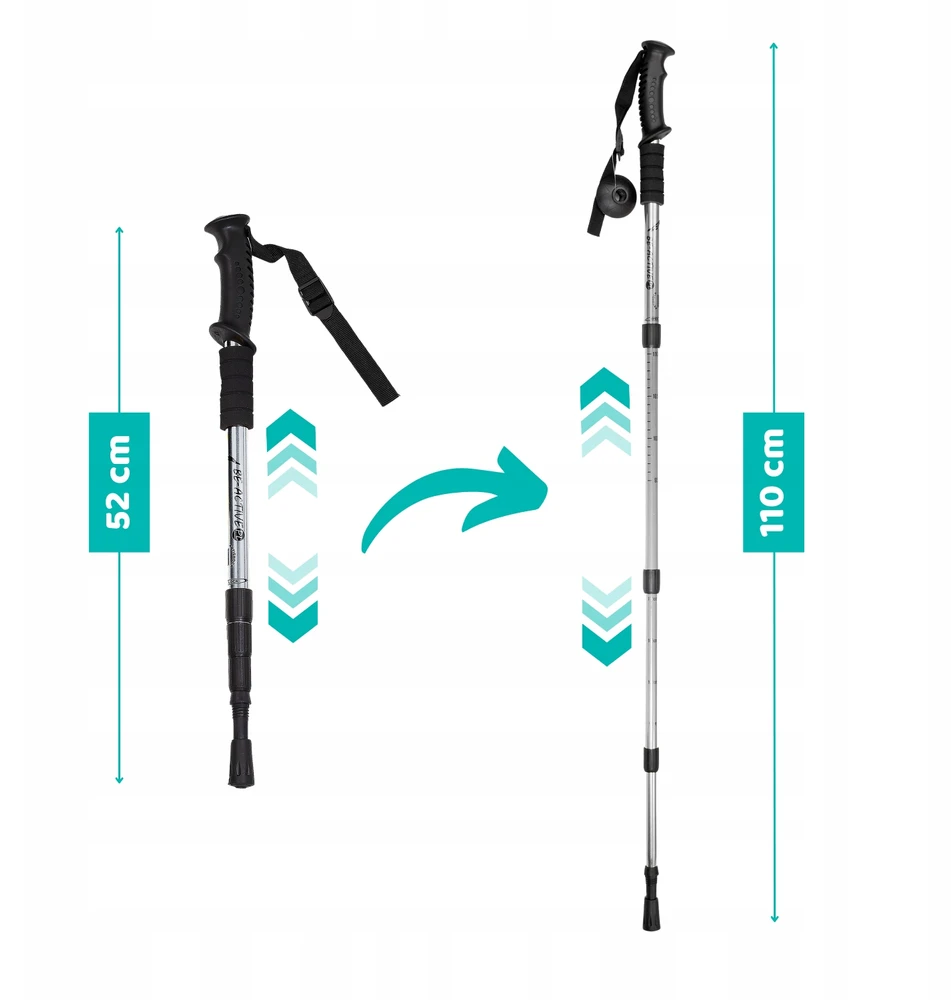Be Activepl Reguliuojami teleskopiniai trekingo lazdos su Anti-shock