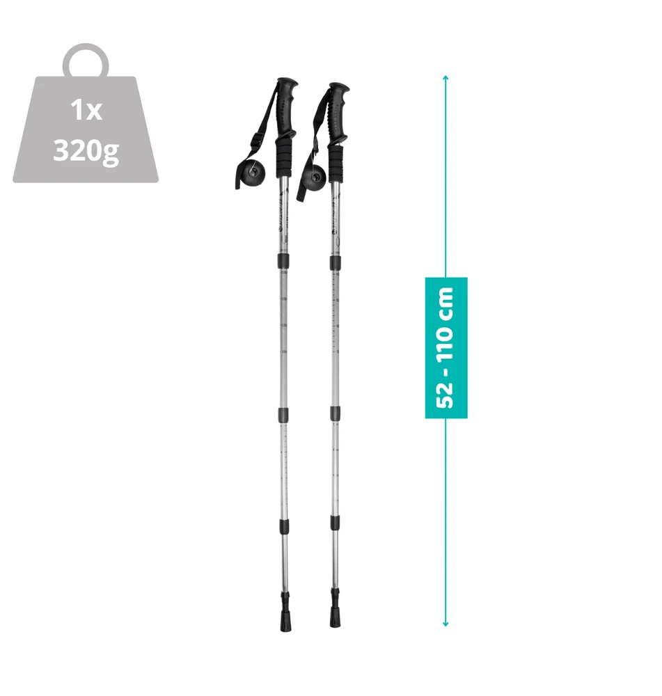 Be Activepl Reguliuojami teleskopiniai trekingo lazdos su Anti-shock