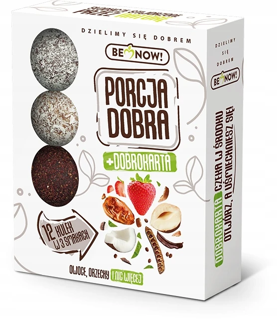 Be Now GERA PORCIJOS VAISIŲ IR RIEŠUTŲ POWER BALLS 3 SKONIAI 12 vnt 144g SNACK MIX