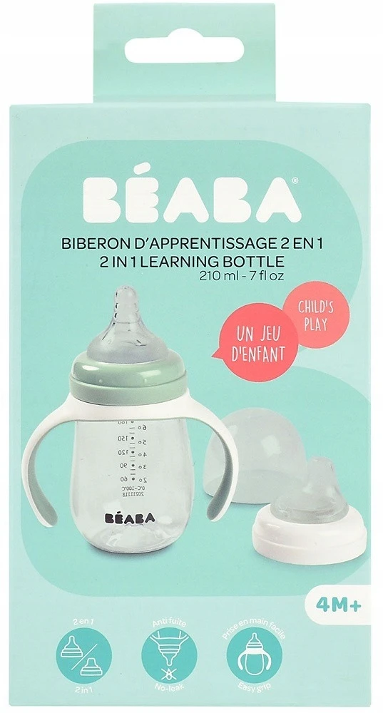 BEABA MOKOMASIS BUTELIUKAS-GERTUVĖ 2IN1, 210 ML, SAGE Žalias
