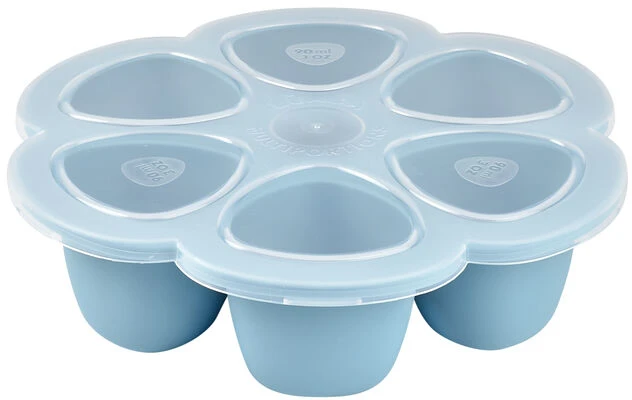 BEABA SILIKONINIS KŪDIKIO MAISTO KONTEINERIS MULTIPORTIONS, (6x90 ML), Mėlynas