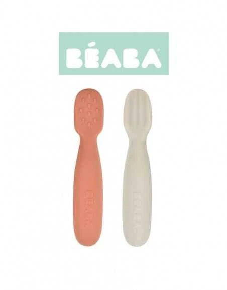 BEABA 2 VNT. SILIKONINIŲ ŠAUKŠTELIŲ RINKINYS +4 MĖN, TERRACOTTA/VELVET Pilkas