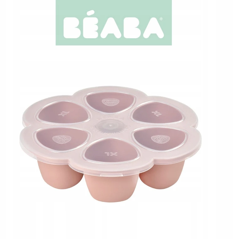 BEABA SILIKONINIS KŪDIKIO MAISTO KONTEINERIS MULTIPORTIONS, XL (6x150 ML), Rožinis
