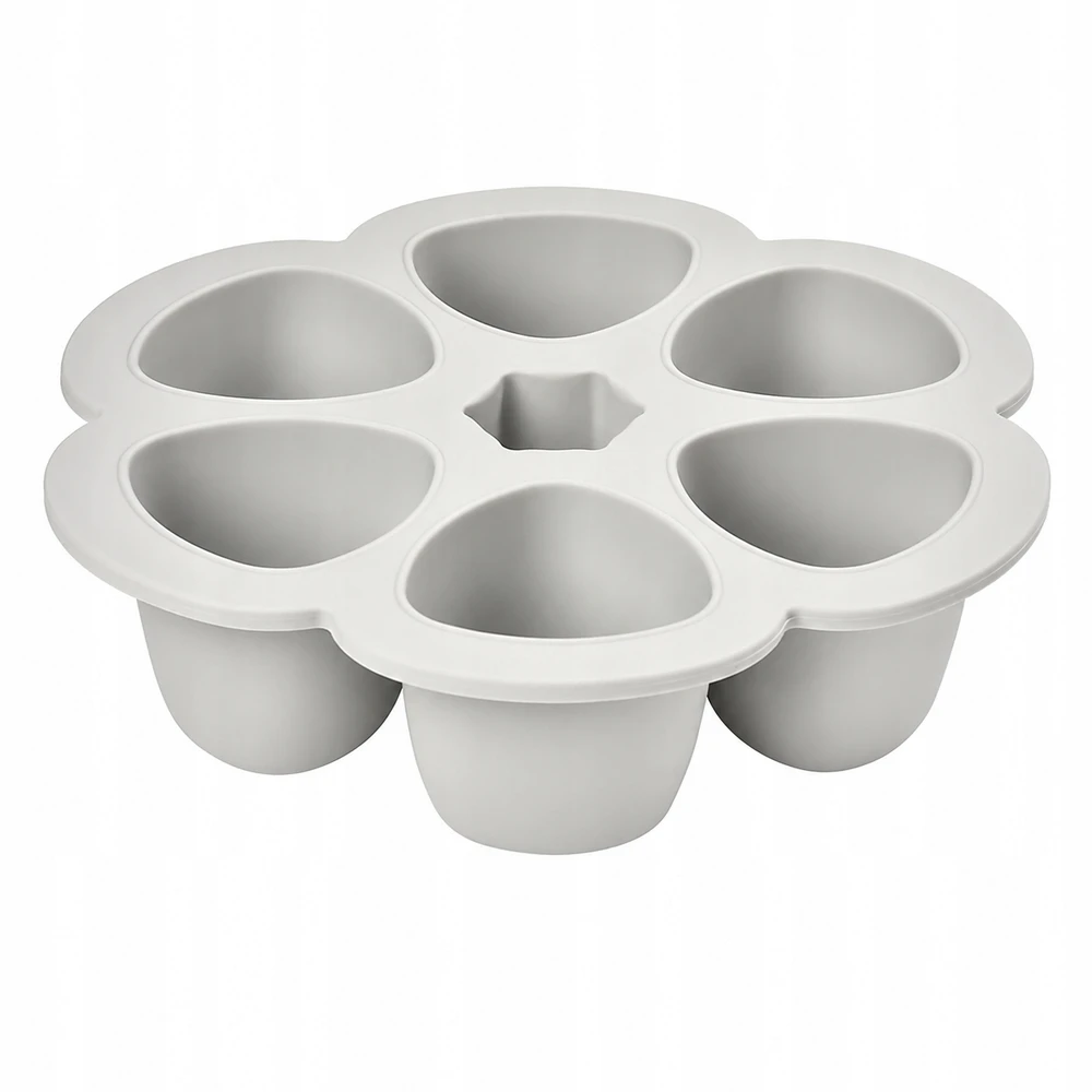 BEABA SILIKONINIS KŪDIKIO MAISTO KONTEINERIS MULTIPORTIONS, XL (6X150 ML), Pilkas