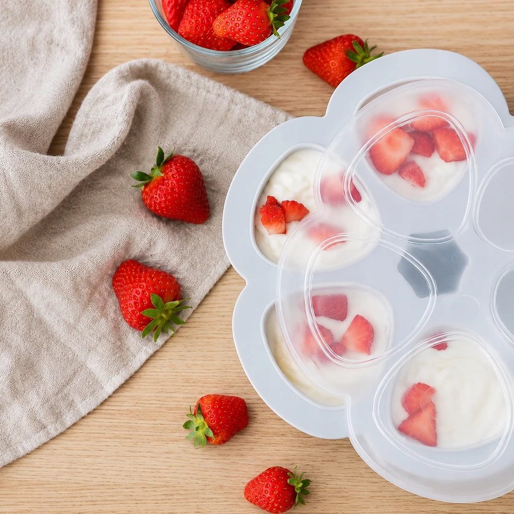BEABA SILIKONINIS KŪDIKIO MAISTO KONTEINERIS MULTIPORTIONS, XL (6X150 ML), Pilkas
