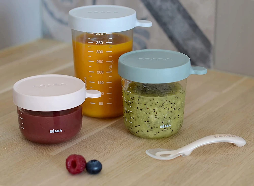 Beaba stiklinis indelis su dangteliu, 250 ml, tamsiai mėlynas