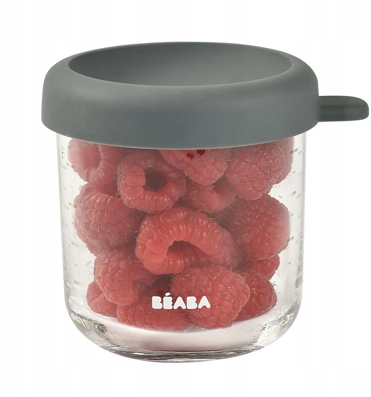 BEABA STIKLINIS MAISTO INDELIS SU DANGTELIU, MINERAL Pilkas, 250 ML