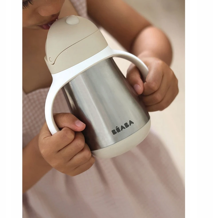 BEABA METALINĖ GERTUVĖ SU ŠIAUDELIU, 250 ML, CLAY