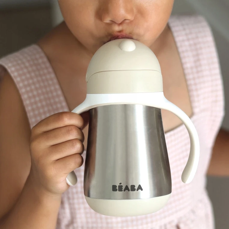 BEABA METALINĖ GERTUVĖ SU ŠIAUDELIU, 250 ML, CLAY