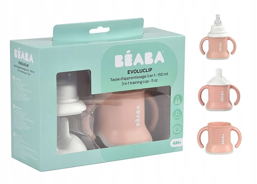 Beaba 3in1 mokomasis puodelis, spalva: old pink