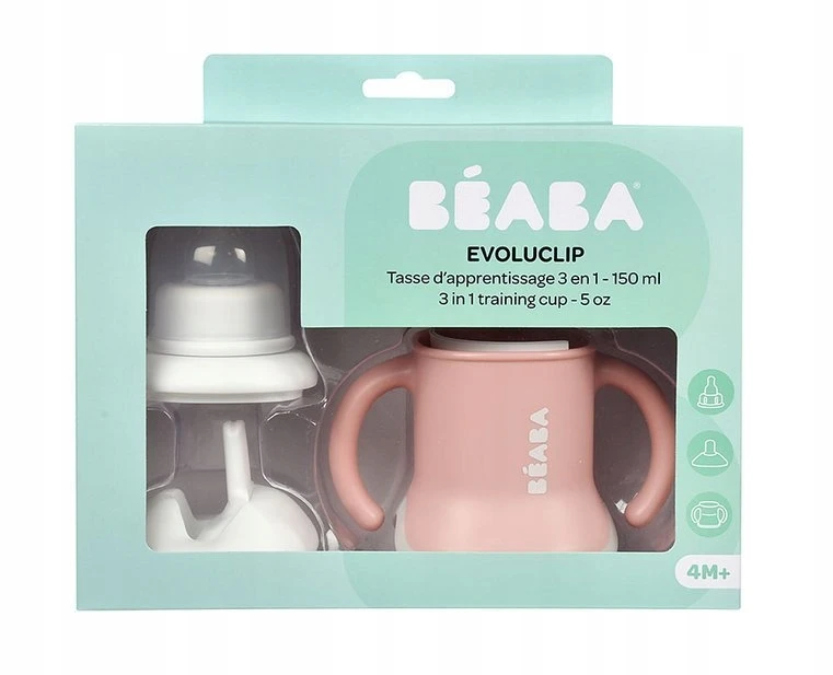 Beaba 3in1 mokomasis puodelis, spalva: old pink