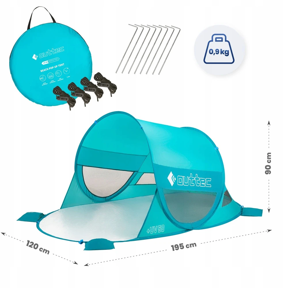 BEACH TENT SAVAIME IŠSKIRTINANTIS EKRANO IŠšokantis langas UV50 OUTTEC