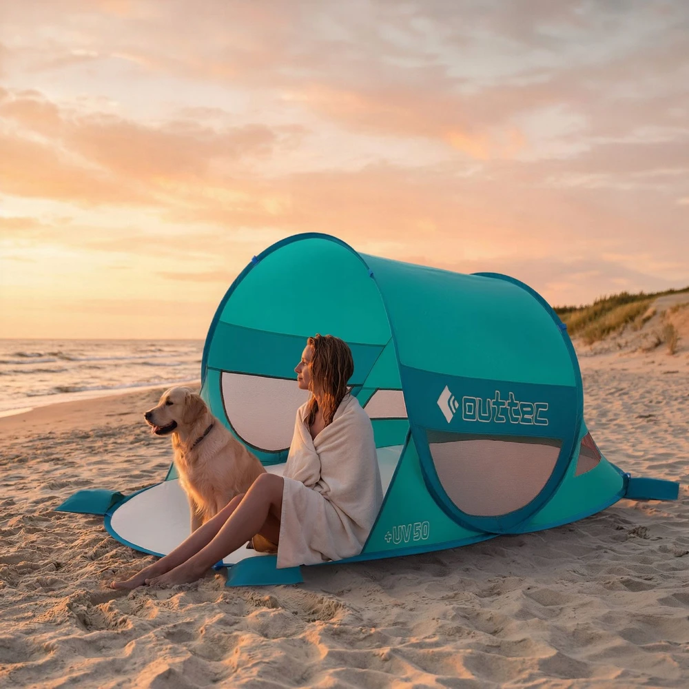 BEACH TENT SAVAIME IŠSKIRTINANTIS EKRANO IŠšokantis langas UV50 OUTTEC