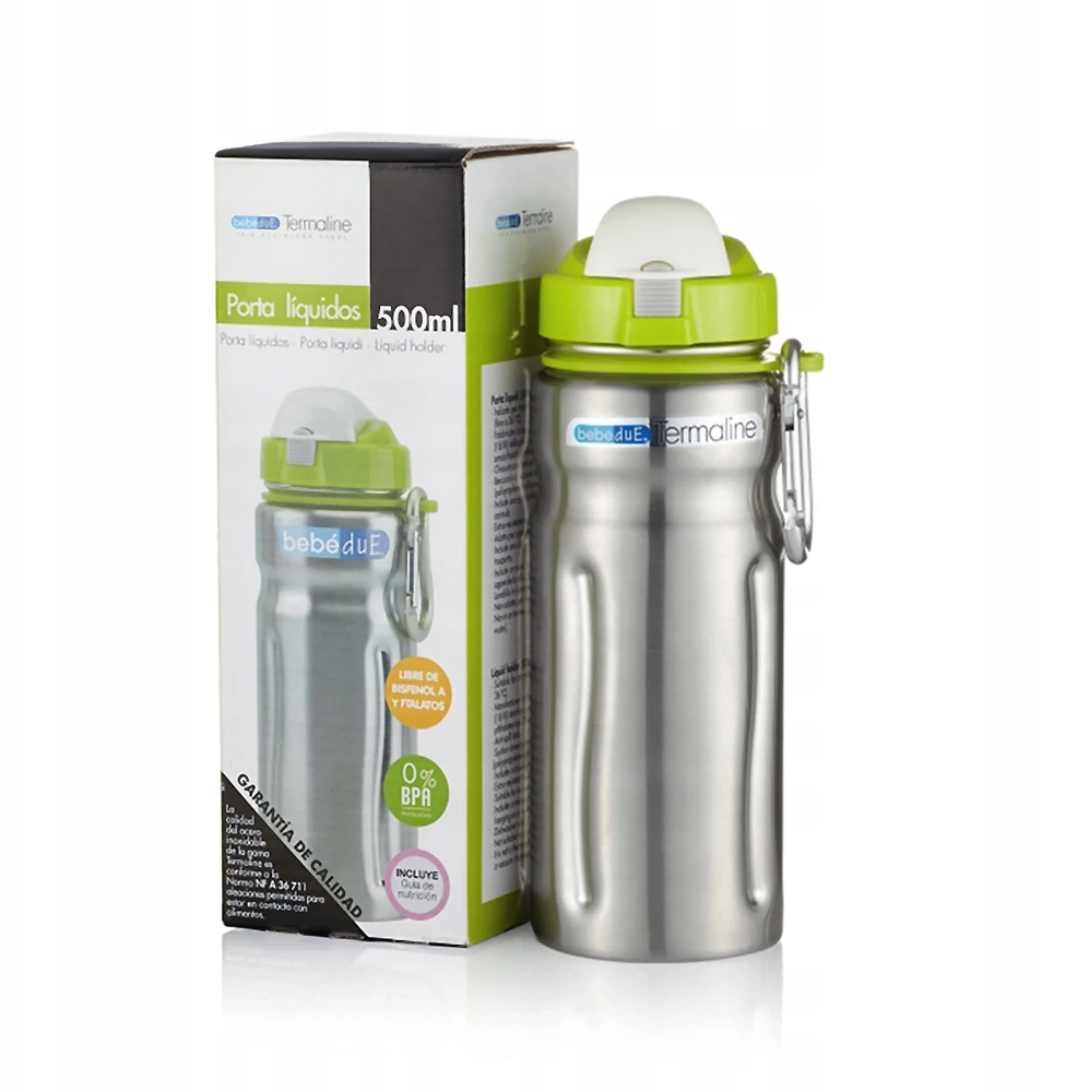 Bebe Due Plieninis gėrimų butelis 500 ml + Dantų šepetėlis