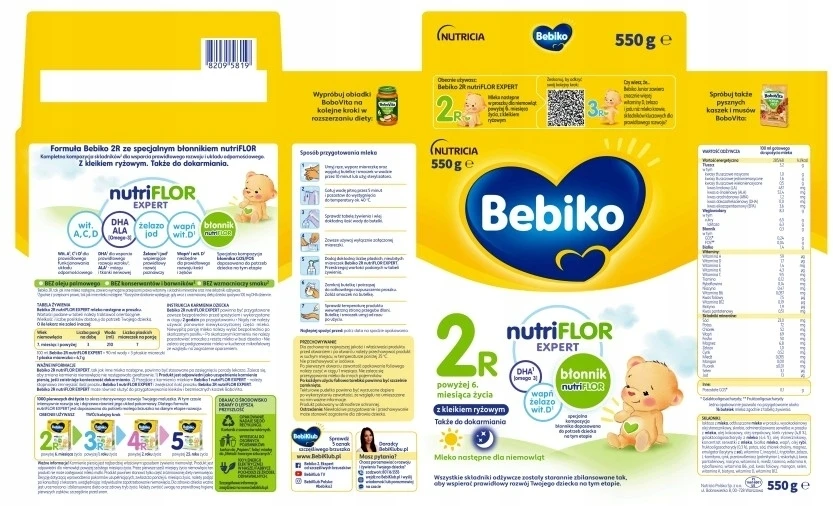 Bebiko 2 R Nutriflor Expert 6m+ pienas su ryžių koše kūdikiams 550g