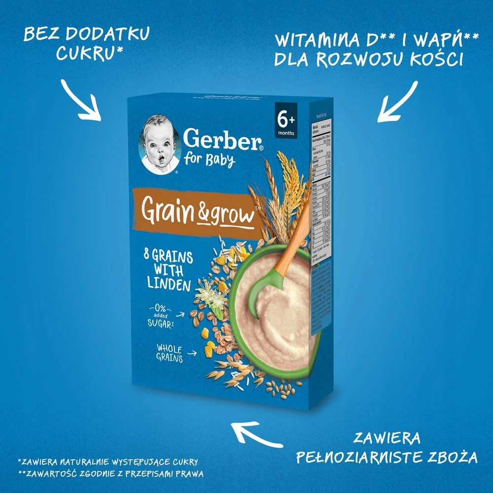 Becukrė, be pieno košė Gerber Grain&grow 200 g