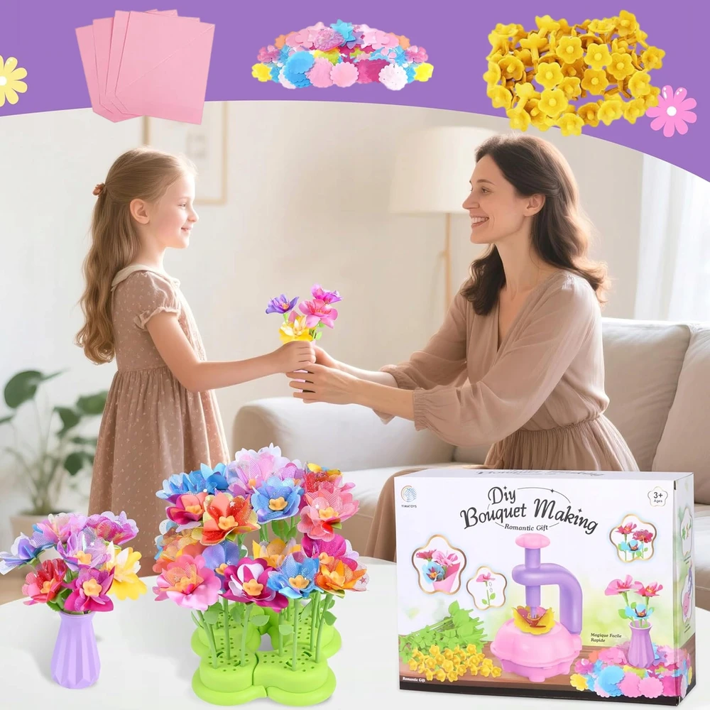 Bedee 3D GĖLIŲ MAŠINOS DIY PUOKŠČIŲ RINKINYS MERGAITEI DOVANAI