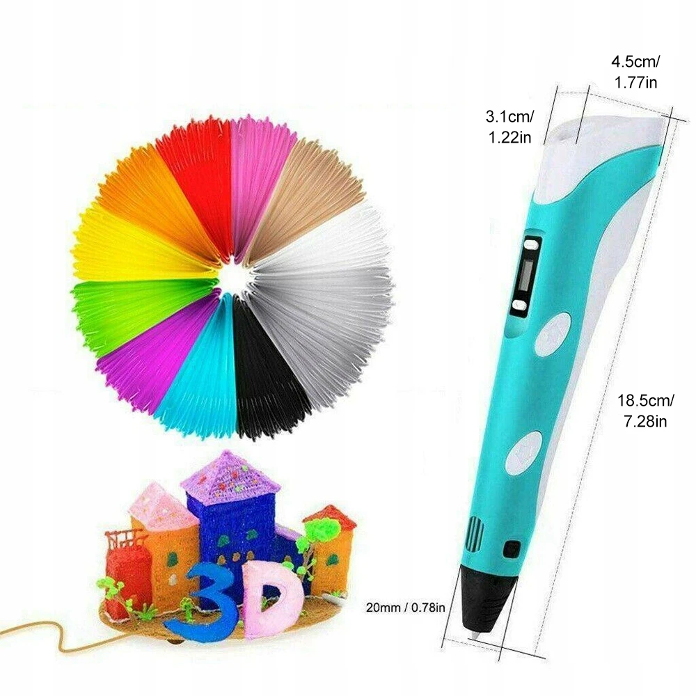 Bedee 3D PEN Vaikams 3D SPAUSDINTUVO RAŠIKLIŲ rinkinys + PLA PAPILDYMAI 36 M 12 SPALVŲ
